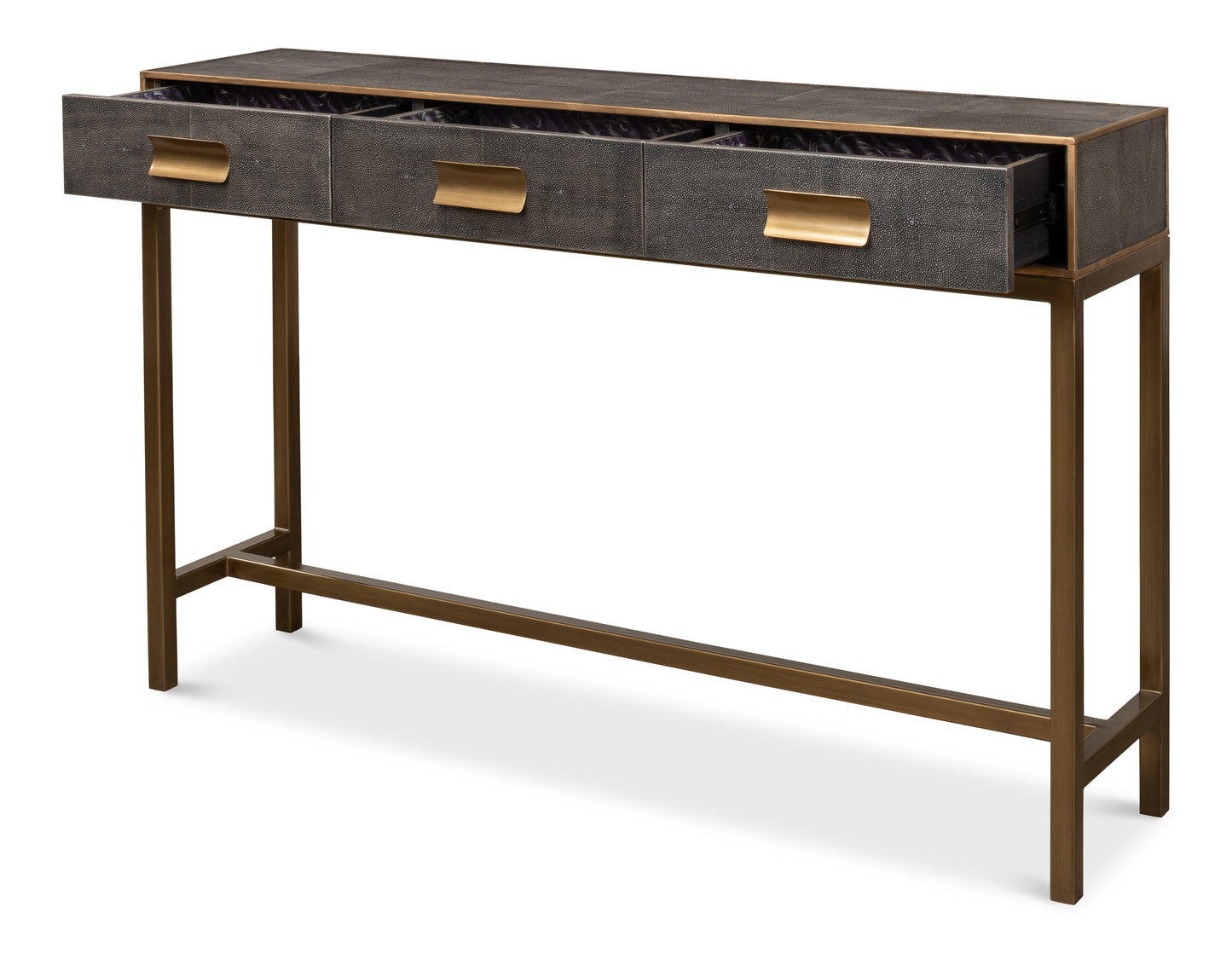 Gideon Shagreen Console Table - Antique Grey