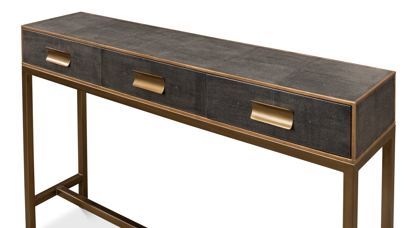 Gideon Shagreen Console Table - Antique Grey