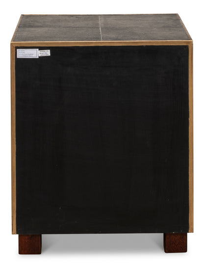 GIDEON SHAGREEN 3 DRAWER SIDE TABLE - GREY