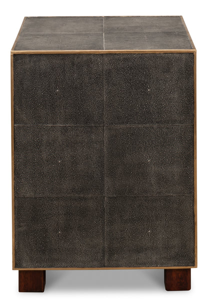 GIDEON SHAGREEN 3 DRAWER SIDE TABLE - GREY