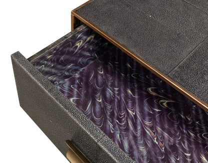 GIDEON SHAGREEN 3 DRAWER SIDE TABLE - GREY