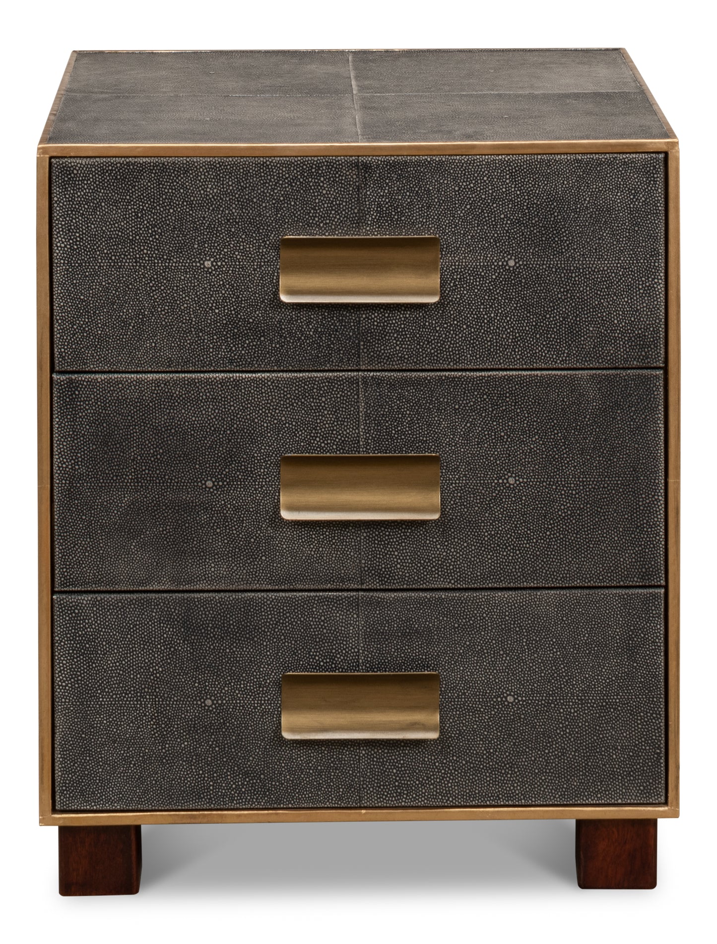 GIDEON SHAGREEN 3 DRAWER SIDE TABLE - GREY