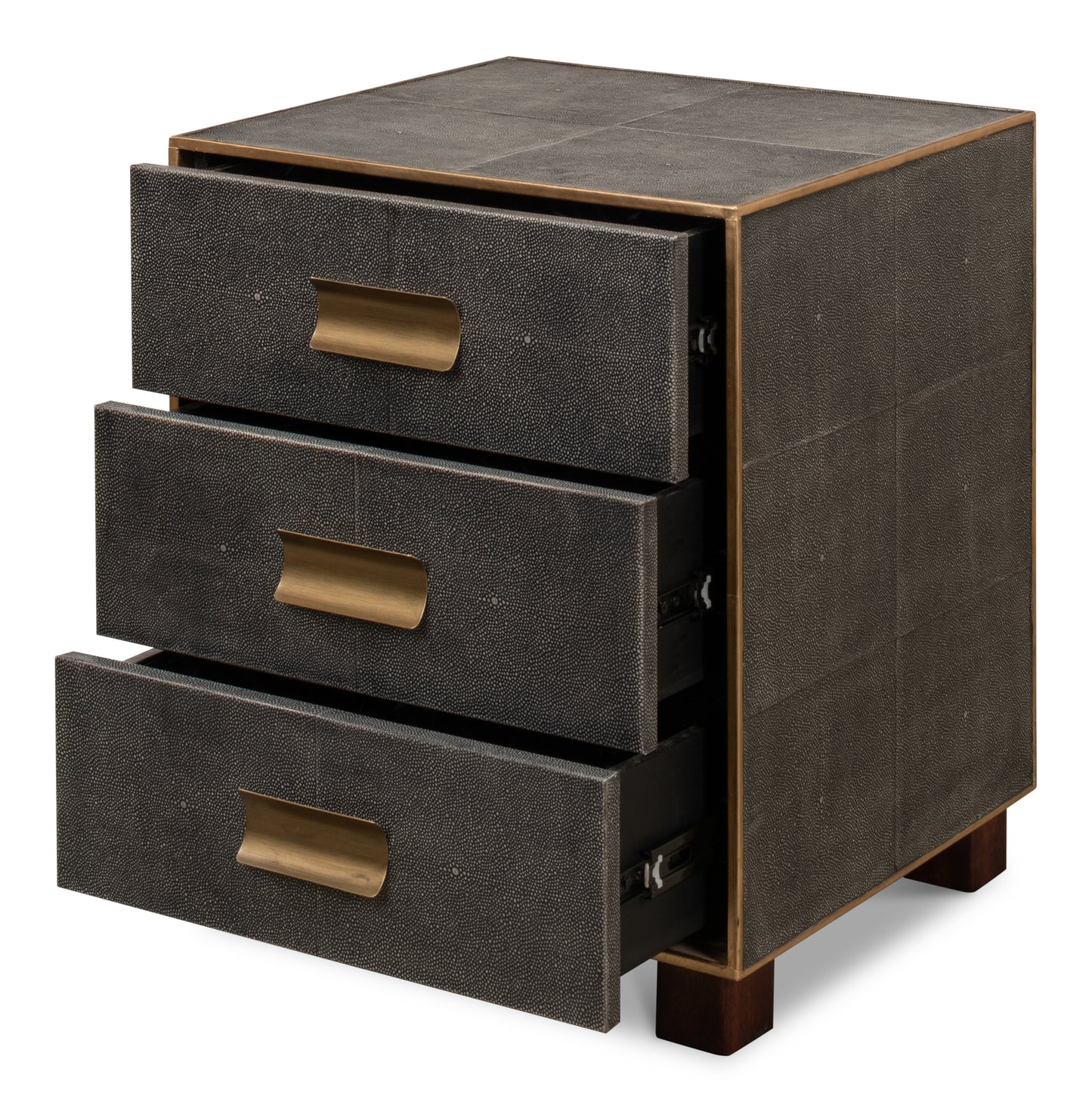 GIDEON SHAGREEN 3 DRAWER SIDE TABLE - GREY