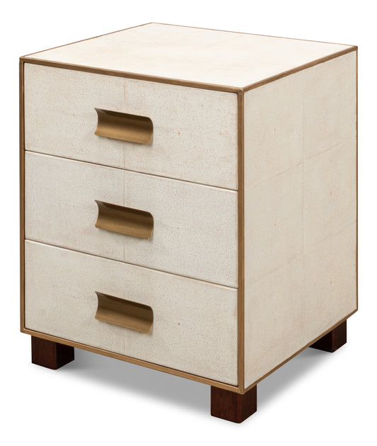 SHAGREEN 3-DRAWER SIDE TABLE, OSPREY WHITE