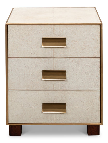 SHAGREEN 3-DRAWER SIDE TABLE, OSPREY WHITE