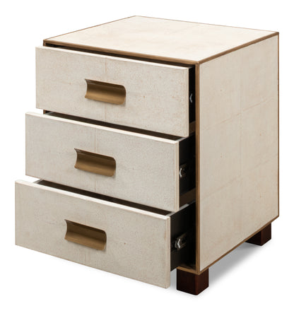 SHAGREEN 3-DRAWER SIDE TABLE, OSPREY WHITE