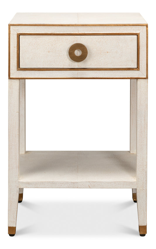 GABRIELLA SHAGREEN NIGHTSTAND - OSPREY WHITE