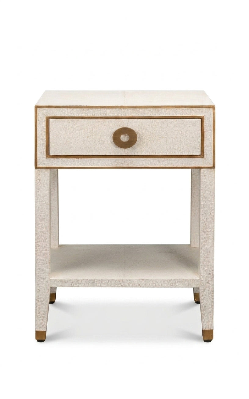 Gabriella Shagreen Nightstand - Osprey White