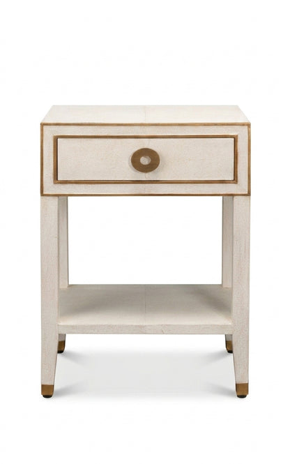 Gabriella Shagreen Nightstand - Osprey White