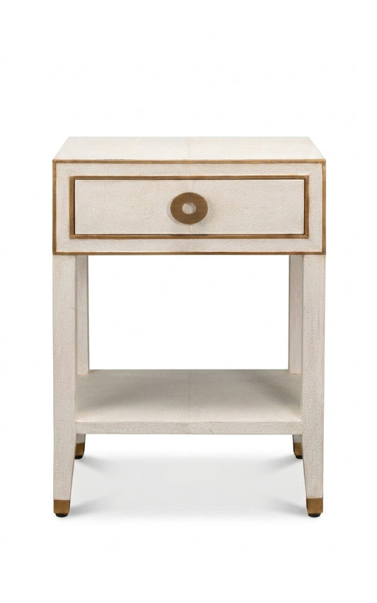 Gabriella Shagreen Nightstand - Osprey White