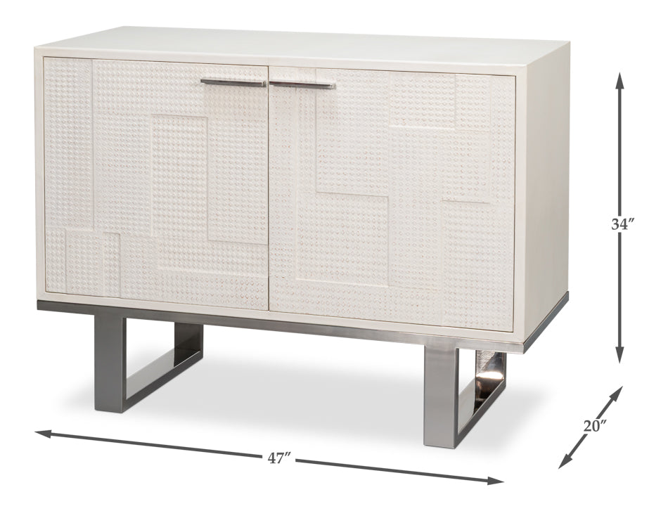 Bronzini Credenza Small Embossed White