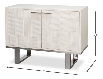 Bronzini Credenza Small Embossed White