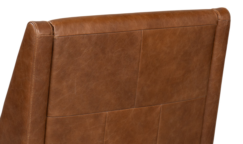 Brandy Contemporary Distilled Leather | Accent Chair | Cognac Brown