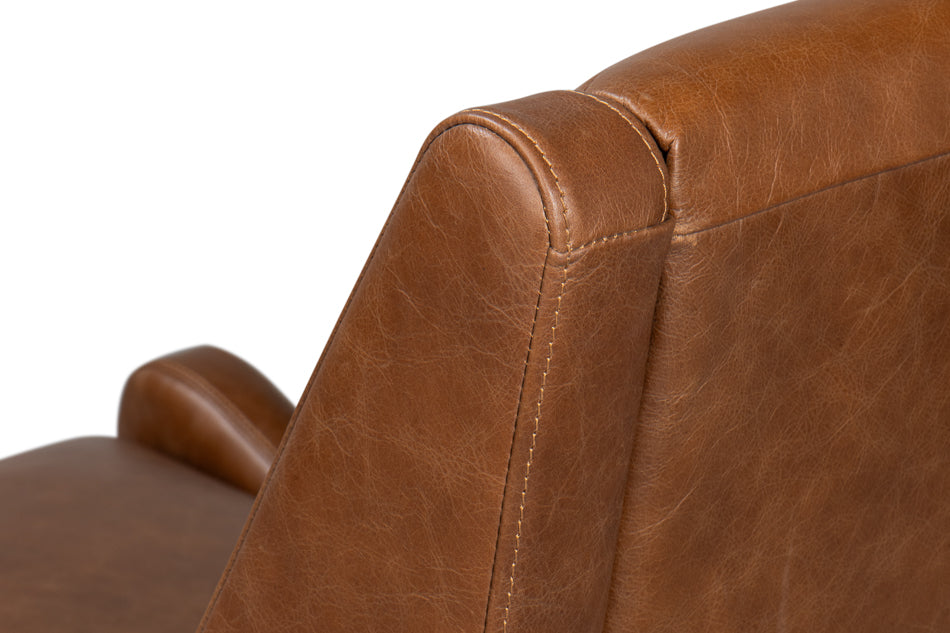 Brandy Contemporary Distilled Leather | Accent Chair | Cognac Brown