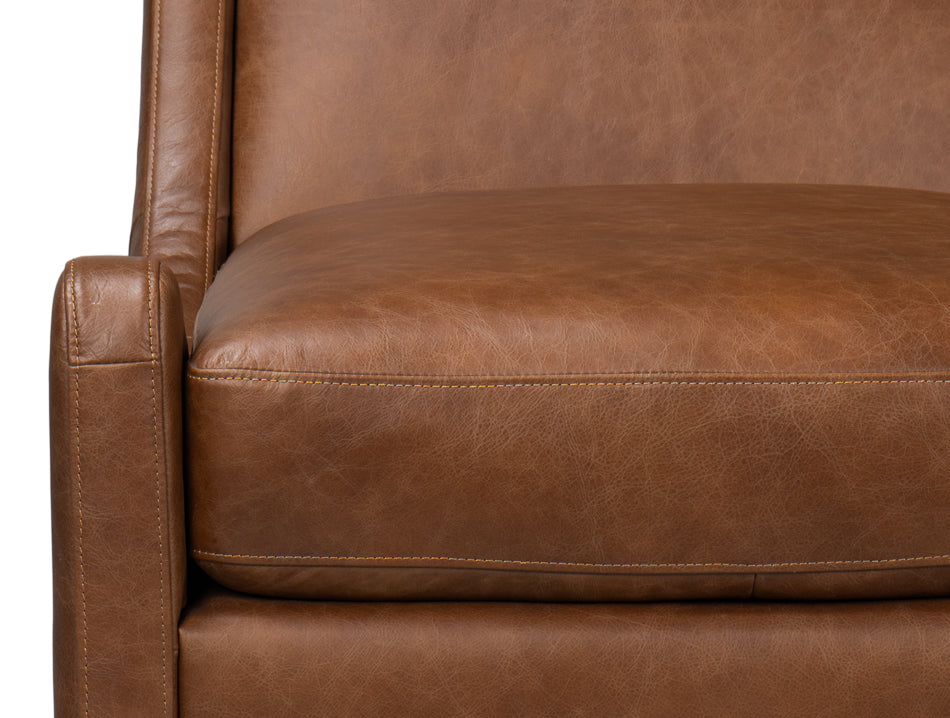 Brandy Contemporary Distilled Leather | Accent Chair | Cognac Brown