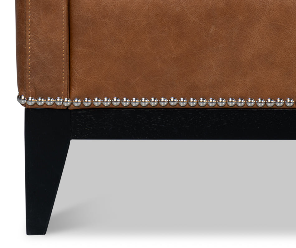 Brandy Contemporary Distilled Leather | Accent Chair | Cognac Brown