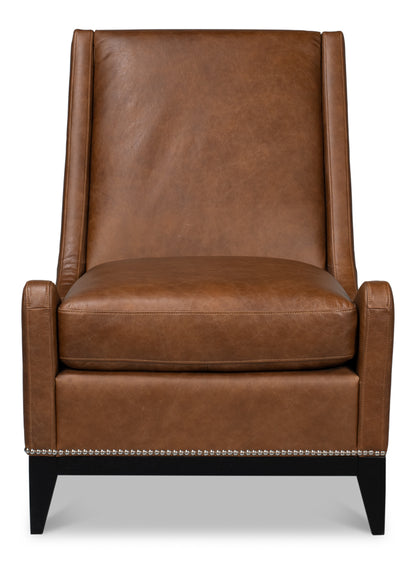 Brandy Contemporary Distilled Leather | Accent Chair | Cognac Brown