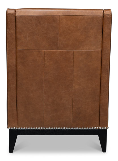 Brandy Contemporary Distilled Leather | Accent Chair | Cognac Brown