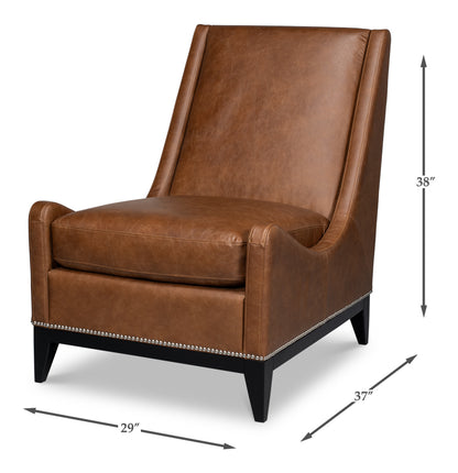 Brandy Contemporary Distilled Leather | Accent Chair | Cognac Brown