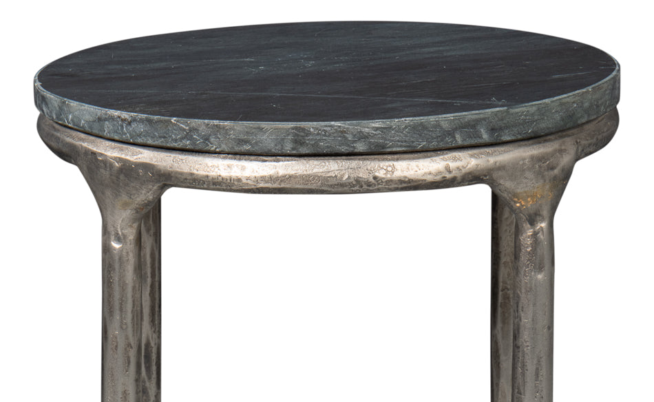 DERRICK IRON END TABLE WITH MARBLE TOP