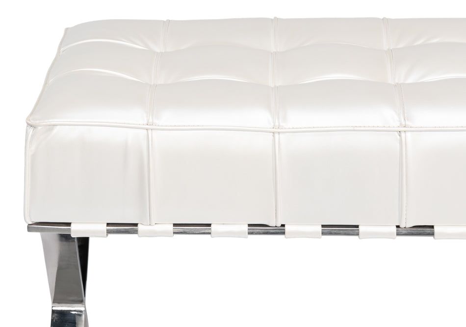 CATALUNYA LONG BENCH, WHITE PEARL LEATHER