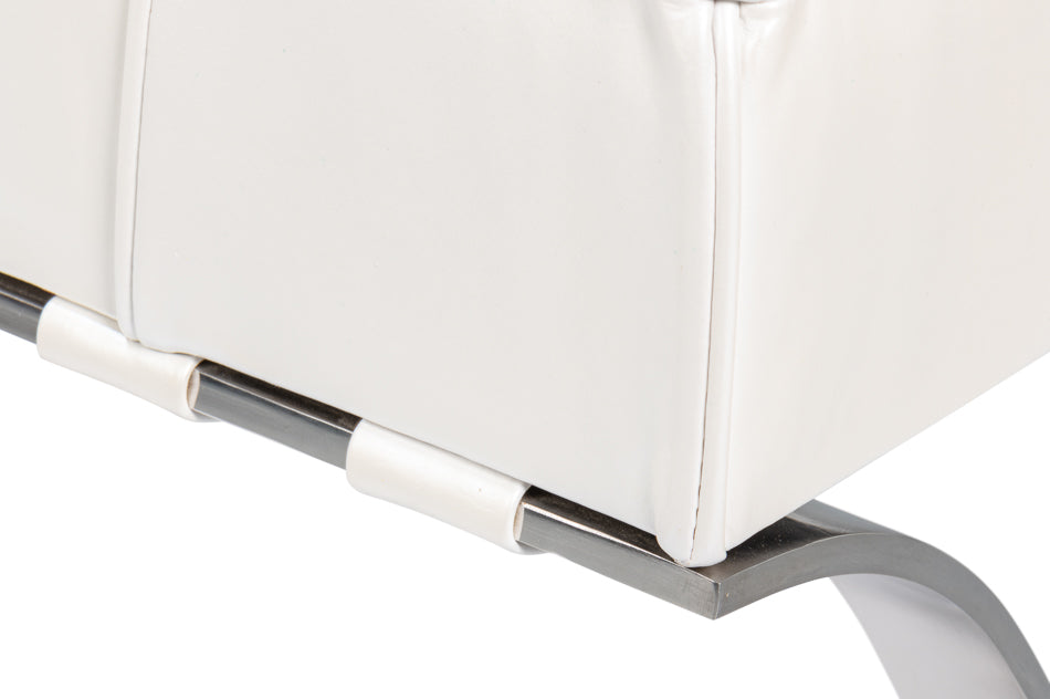 CATALUNYA LONG BENCH, WHITE PEARL LEATHER