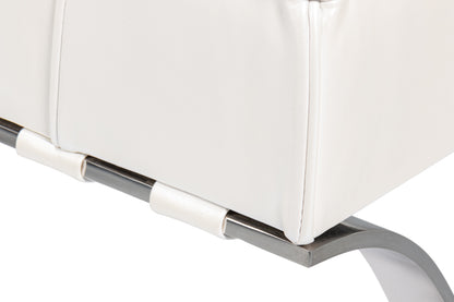 CATALUNYA LONG BENCH, WHITE PEARL LEATHER