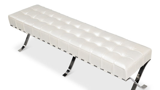 CATALUNYA LONG BENCH, WHITE PEARL LEATHER
