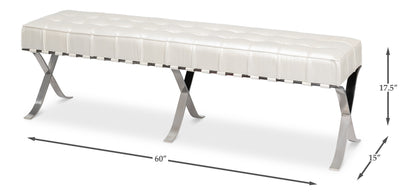 CATALUNYA LONG BENCH, WHITE PEARL LEATHER