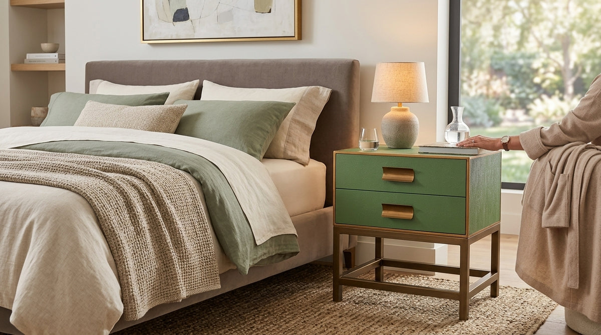 Gideon Shagreen Side Table - Watercress