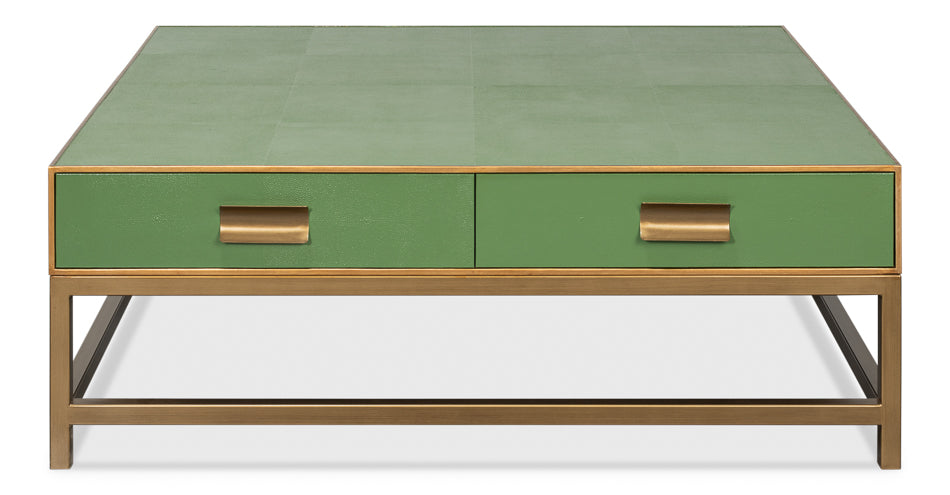 Gideon Shagreen Square Coffee Table - Watercress