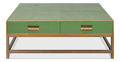 Gideon Shagreen Square Coffee Table - Watercress