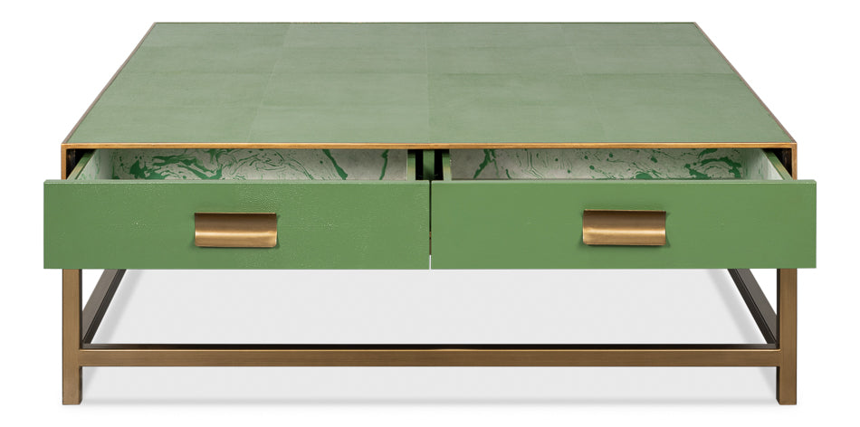 Gideon Shagreen Square Coffee Table - Watercress
