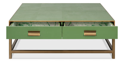Gideon Shagreen Square Coffee Table - Watercress