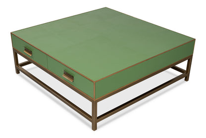 Gideon Shagreen Square Coffee Table - Watercress