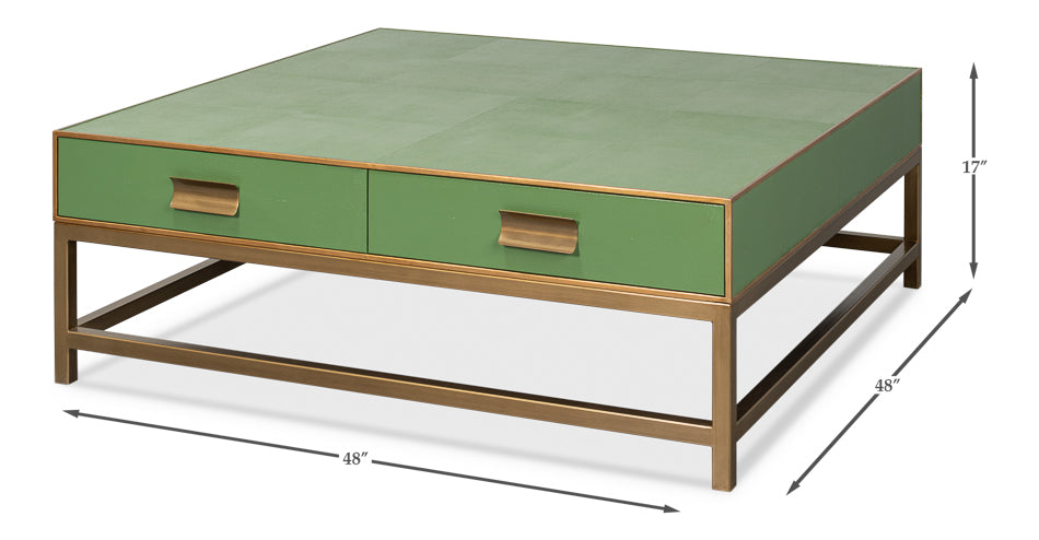 Gideon Shagreen Square Coffee Table - Watercress