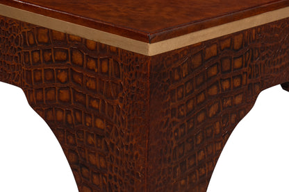 CROCO EMBOSSED LEATHER STOOL,TAN TESSORO