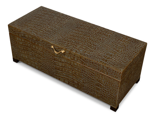 LYLE LEATHER BOX, ANTIQUE GREEN