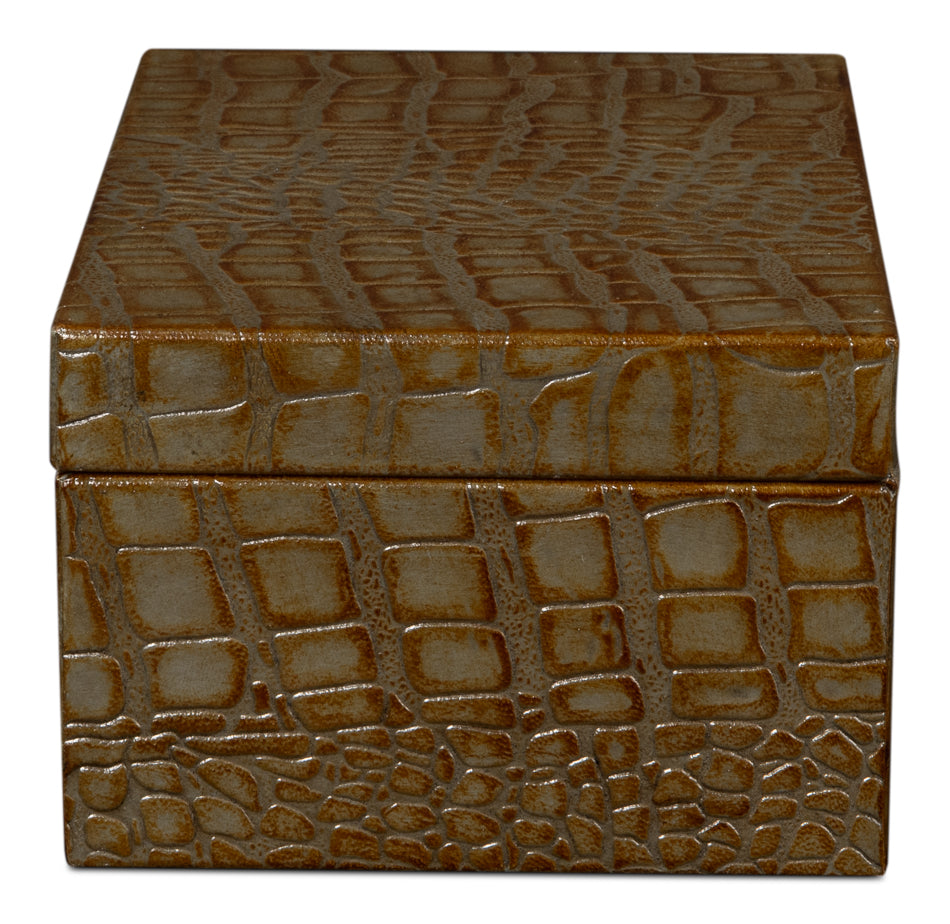 Candece Leather Box Antique Green Set Of 3