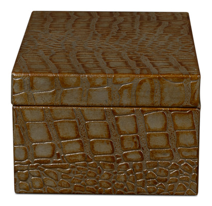 Candece Leather Box Antique Green Set Of 3