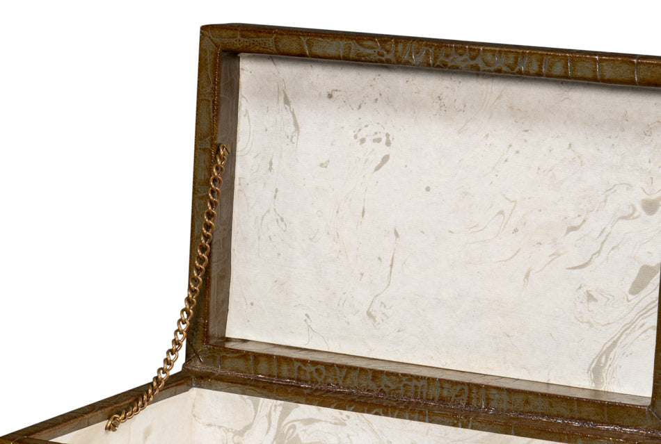 Candece Leather Box Antique Green Set Of 3
