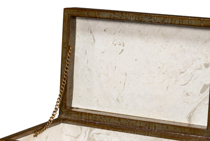 Candece Leather Box Antique Green Set Of 3