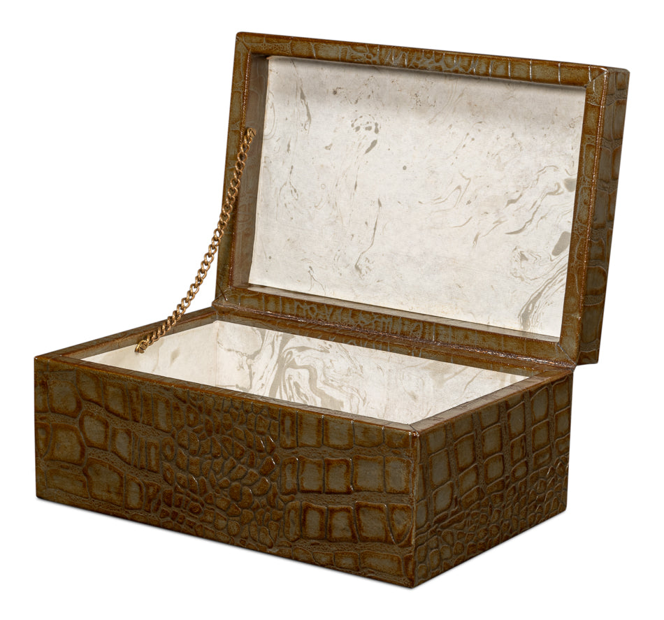 Candece Leather Box Antique Green Set Of 3