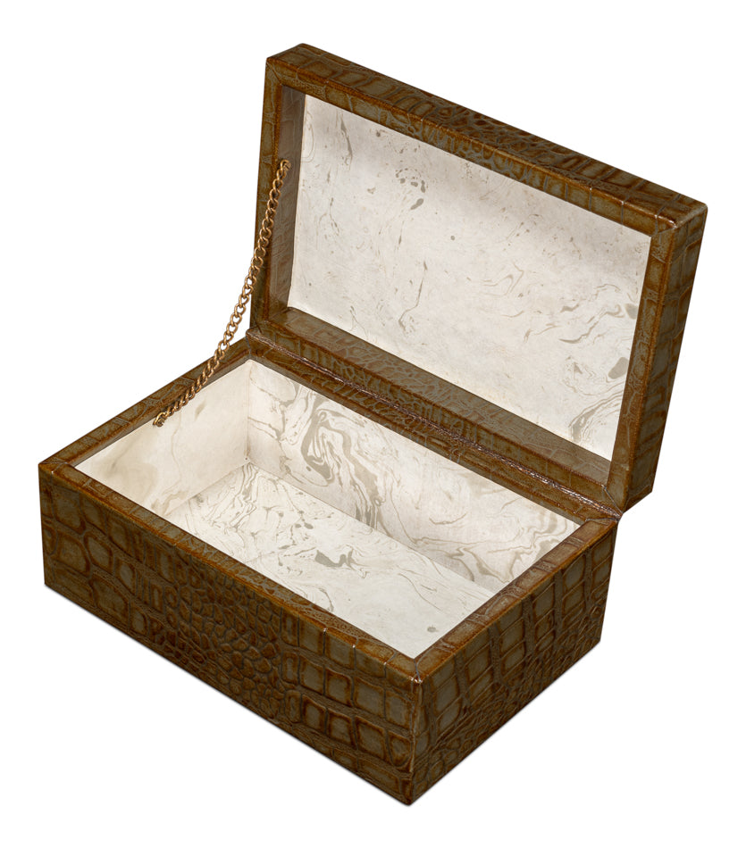 Candece Leather Box Antique Green Set Of 3
