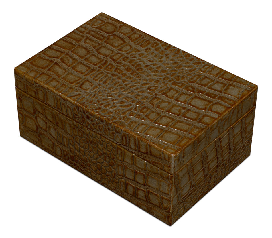 Candece Leather Box Antique Green Set Of 3