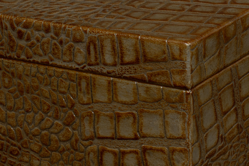 Candece Leather Box Antique Green Set Of 3