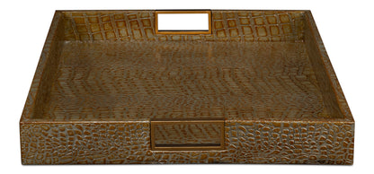 Norton Leather Tray Croco Leather Antique Green