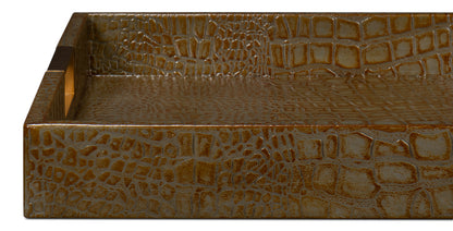 Norton Leather Tray Croco Leather Antique Green
