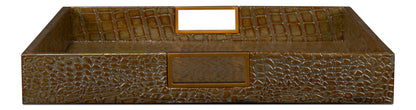 Norton Leather Tray Croco Leather Antique Green
