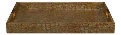 Norton Leather Tray Croco Leather Antique Green